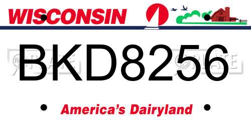 BKD8256 Wisconsin License Plate