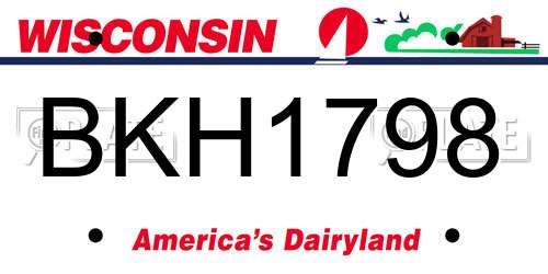 BKH1798 Wisconsin License Plate