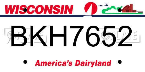 BKH7652 Wisconsin License Plate
