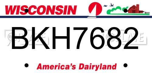 BKH7682 Wisconsin License Plate
