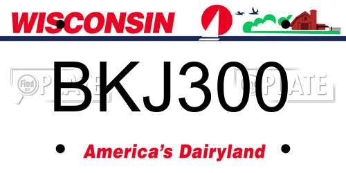 BKJ300 Wisconsin License Plate