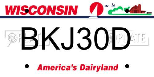 BKJ30D Wisconsin License Plate