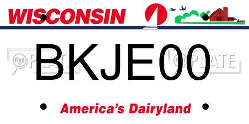 BKJE00 Wisconsin License Plate