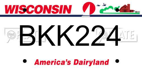 BKK224 Wisconsin License Plate