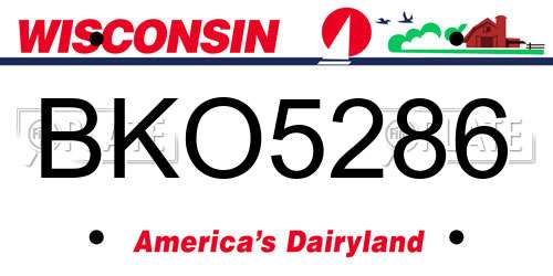 BKO5286 Wisconsin License Plate