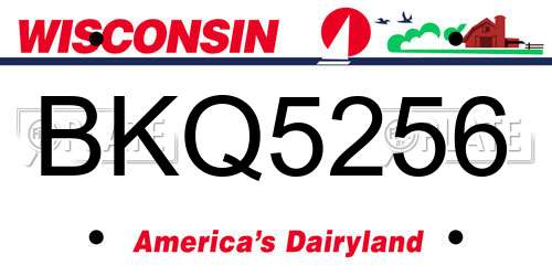 BKQ5256 Wisconsin License Plate