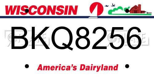 BKQ8256 Wisconsin License Plate