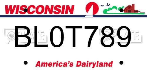 BL0T789 Wisconsin License Plate