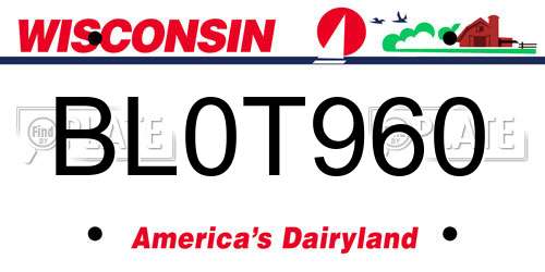BL0T960 Wisconsin License Plate