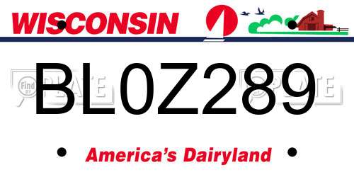 BL0Z289 Wisconsin License Plate