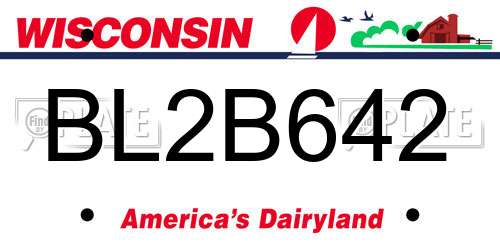 BL2B642 Wisconsin License Plate