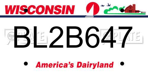 BL2B647 Wisconsin License Plate