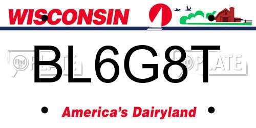 BL6G8T Wisconsin License Plate