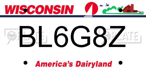 BL6G8Z Wisconsin License Plate