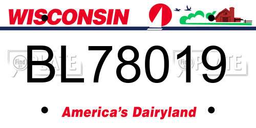 BL78019 Wisconsin License Plate