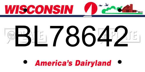 BL78642 Wisconsin License Plate
