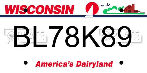 BL78K89 Wisconsin License Plate
