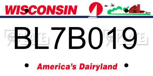 BL7B019 Wisconsin License Plate