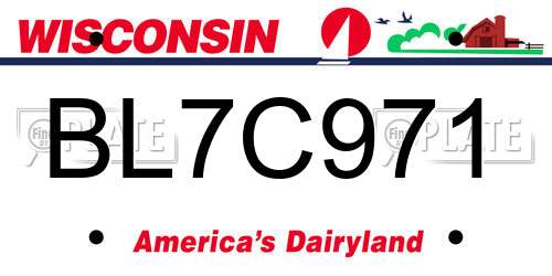 BL7C971 Wisconsin License Plate