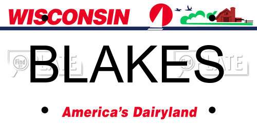 BLAKES Wisconsin License Plate