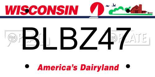 BLBZ47 Wisconsin License Plate