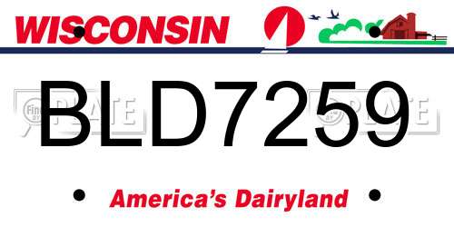 BLD7259 Wisconsin License Plate
