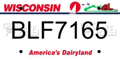 BLF7165 Wisconsin License Plate