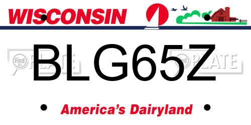 BLG65Z Wisconsin License Plate