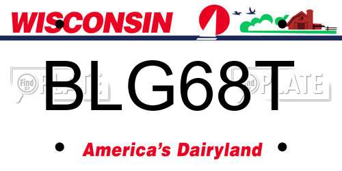 BLG68T Wisconsin License Plate