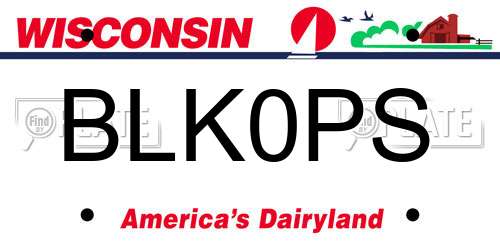 BLK0PS Wisconsin License Plate