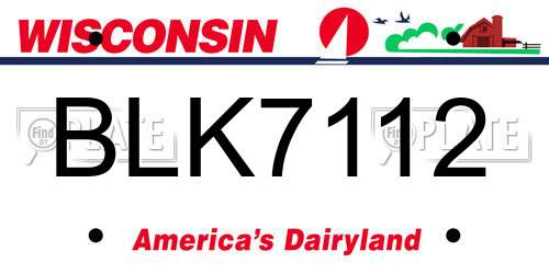 BLK7112 Wisconsin License Plate