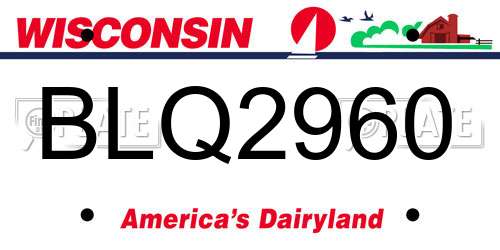 BLQ2960 Wisconsin License Plate