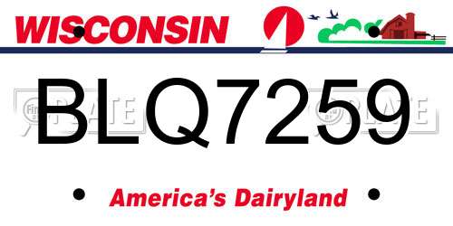BLQ7259 Wisconsin License Plate