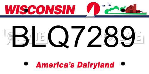 BLQ7289 Wisconsin License Plate