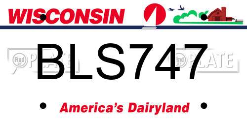 BLS747 Wisconsin License Plate