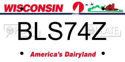 BLS74Z Wisconsin License Plate
