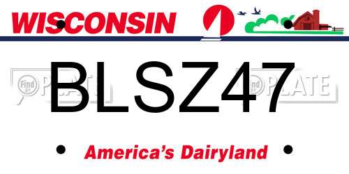 BLSZ47 Wisconsin License Plate