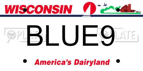 BLUE9 Wisconsin License Plate