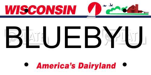 BLUEBYU Wisconsin License Plate