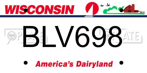 BLV698 Wisconsin License Plate