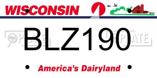 BLZ190 Wisconsin License Plate
