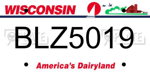 BLZ5019 Wisconsin License Plate