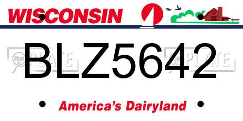 BLZ5642 Wisconsin License Plate