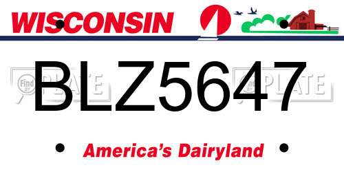 BLZ5647 Wisconsin License Plate