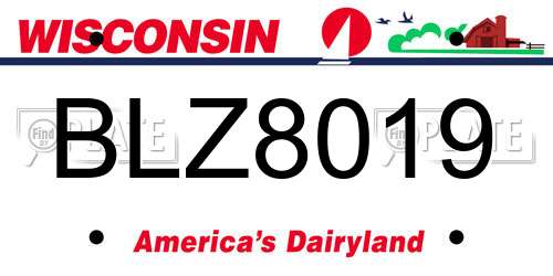 BLZ8019 Wisconsin License Plate