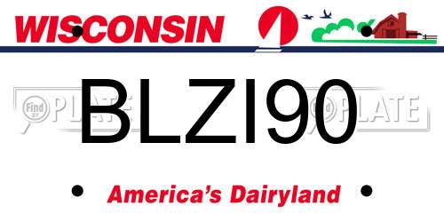 BLZI90 Wisconsin License Plate