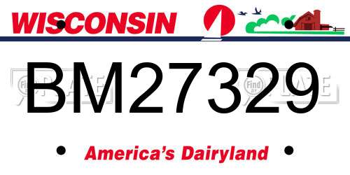 BM27329 Wisconsin License Plate