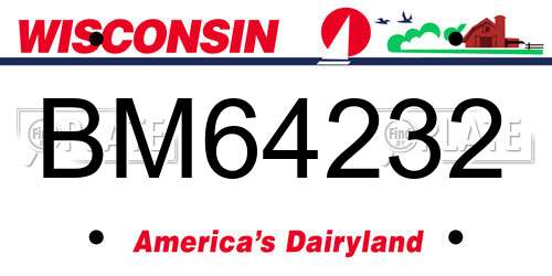 BM64232 Wisconsin License Plate