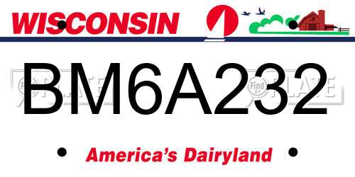BM6A232 Wisconsin License Plate