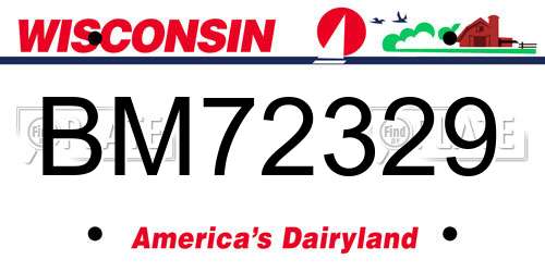 BM72329 Wisconsin License Plate